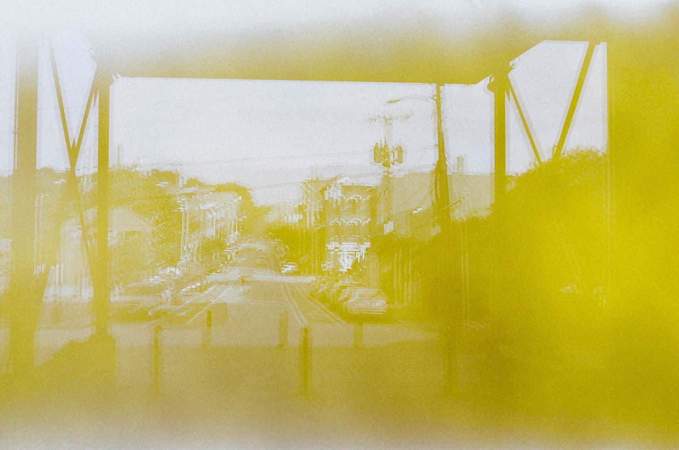 Double or triple exposure with light leak in film photography