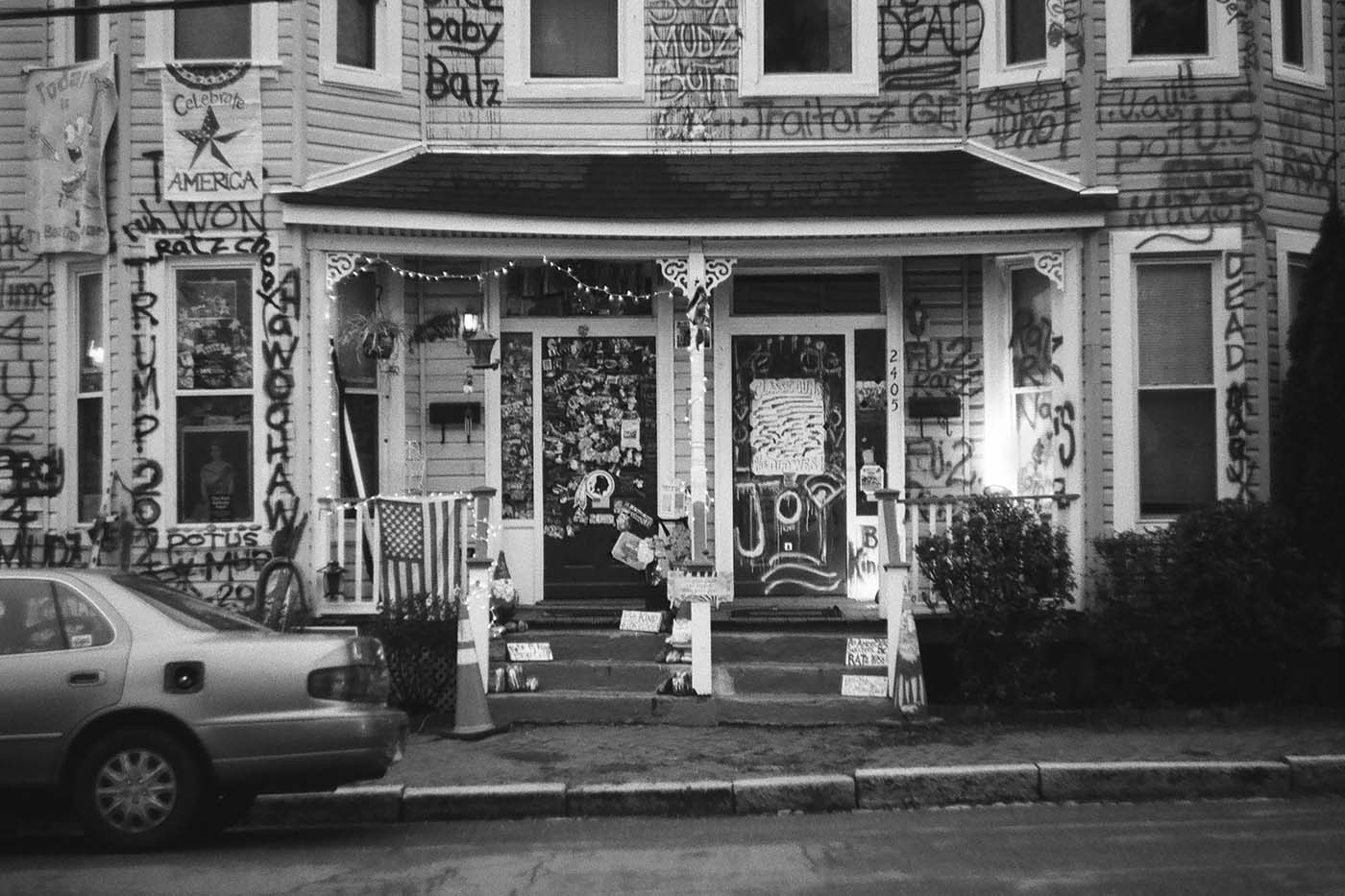 Punk house covered in graffiti