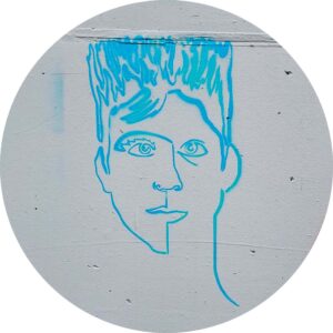 stencil portrait on concrete wall